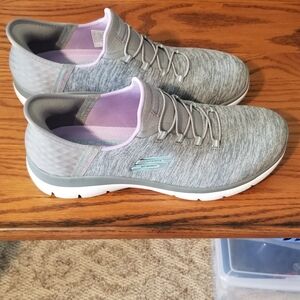 Skechers Women's Gray and Lavender Sneakers New Wore Once